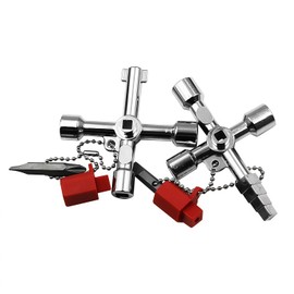 Llave universal 4 en 1, herramientas eléctricas de fontanero de aleación de zinc, llave multifuncional duradera antioxidante, para caja de clóset eléctrico, válvula de medidor de agua, etc. (dos estilos)