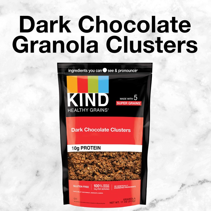 KIND Healthy Grains Clusters, Dark Chocolate Granola, Gluten Free, 10g