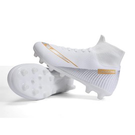 BUFUHA Men's Wide Cleats ag/fg Soccer Cleats for Men, Boys/Girls Flag Football Cleats High Top Training Soccer Shoes Outdoor Soccer Boots