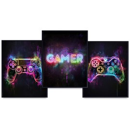 Game Controller Boys Room Decor - Game Room Decor - Rec Room, Gaming Room Decor - Arcade game playroom Wall Decor - Wall Decor for Men - Boys Bedroom Decor, Man cave Wall Art - College Dorm Decor