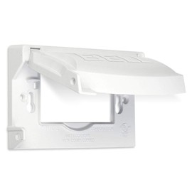 BELL MX1250W 1-Gang Flip Weatherproof Cover, Universal Metal 12-in-1 Outlet Outdoor Receptacle Protector, Vertical/Horizontal, White