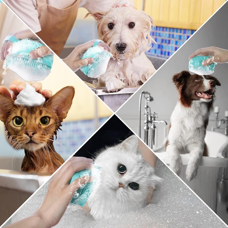 Gentle Pet Bath Brush with Shampoo Dispenser – Soft Silicone