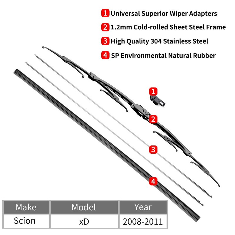 Replacement for Scion xD Windshield Wiper Blades - 26"+14" Front