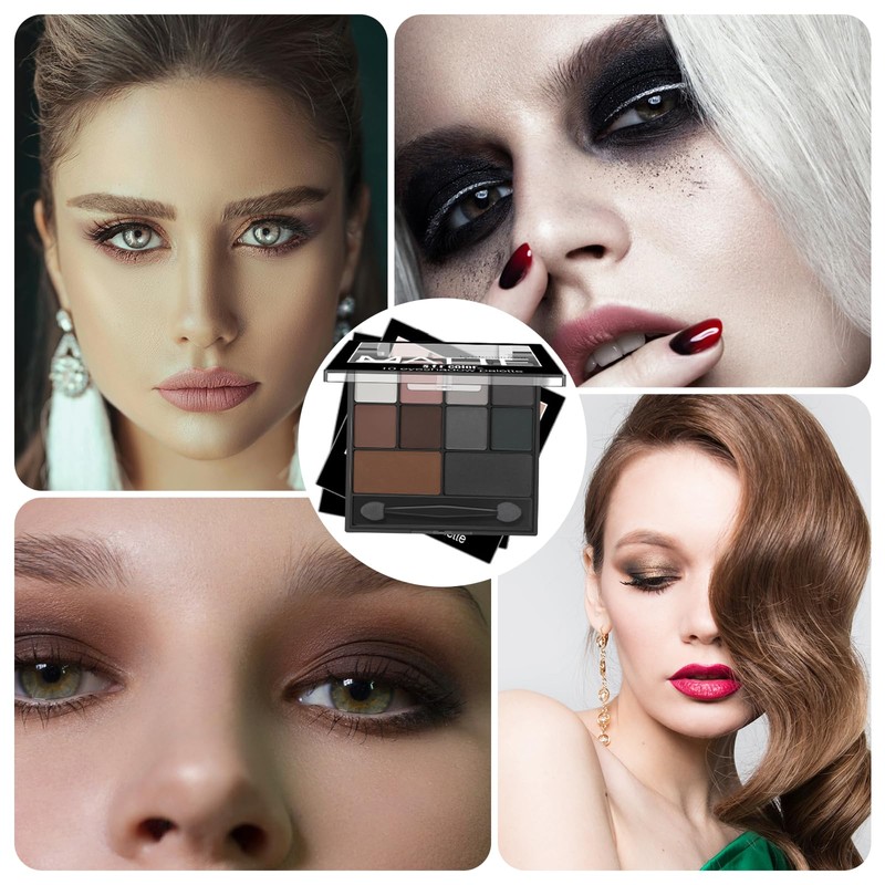 Xumann Smokey Eyeshadow Palette, 10 Eye Shadow Shades Grey Eyeshadow