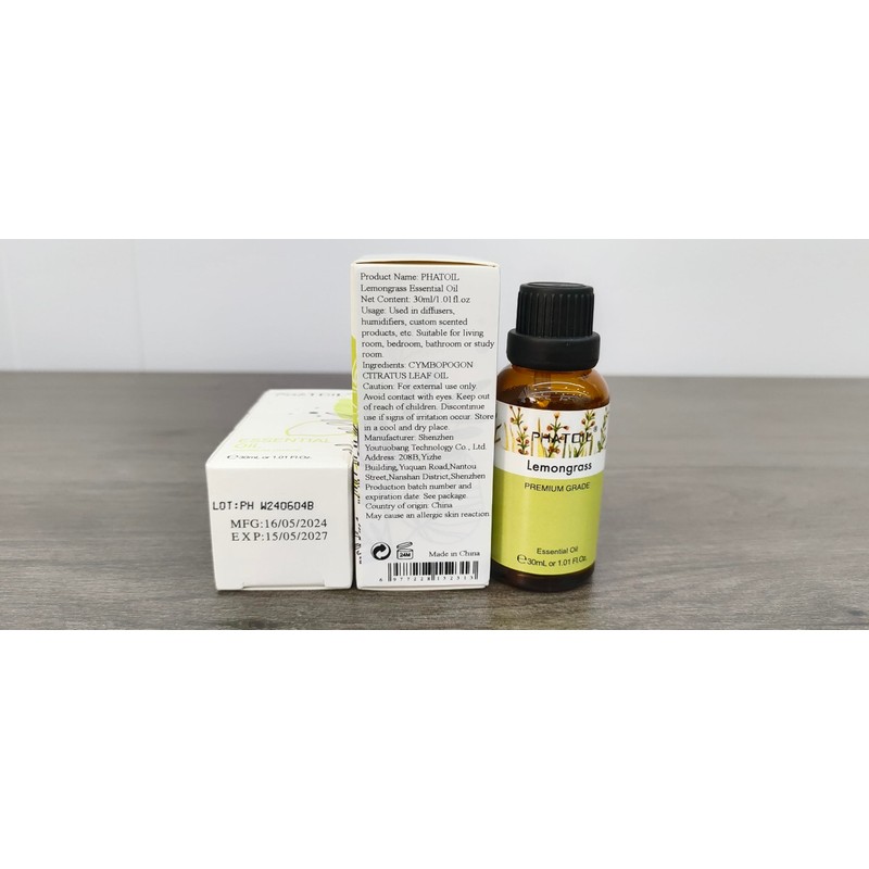 Lemongrass Essential Oil 1.01fl.oz/30ml, PHATOIL Lemongrass Oils Long Lasting Scents