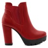 Allegra K Women Chunky High Heel Platform Zipper Red Chelsea