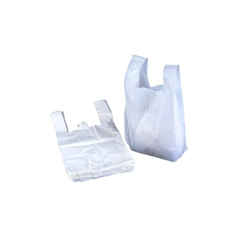 QTPack 500 White Plastic Carrier Bags Vest Style With Handles