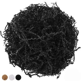 LYARCHTE Crinkle Paper Filler 5.2 oz, Crinkle Cut Paper Shred Filler Shredded TissueRaffia Grass Paper for Gift Basket Packing Bag Filler (Black)