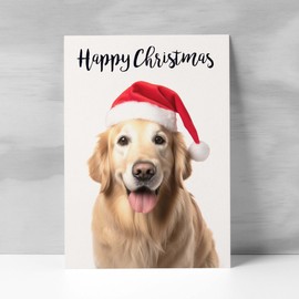 Postcard Prints - Christmas Card For Him or Her Christmas Card With A Dog Golden Retriever Dog Christmas Card For Anyone Friend Fun Christmas Card of a Dog