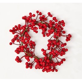 Worth Imports 4.5" Inner Diameter Christmas Red Berry Pillar Candle Ring, Multicolor