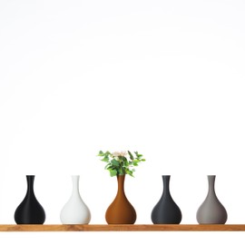 3D Vase Flower Vase Decorative Vase Aila 22 cm for Cut / Dried Flowers Sustainable Pampas Grass (Dark Grey)