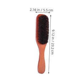 Baluue 2pcs Solid Wood Travel Hairbrush Set Boar Bristle Hair Brushes for Fine Hair Barber Supplies Gentle Scalp Massage Brush