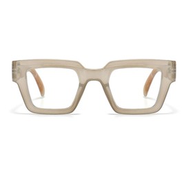 bullabulling Oprah Style Reading Glasses for Women Men, Fashion Square Blue Light Blocking Readers Lo5 (gray, 1.50, x)