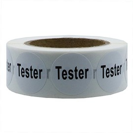 Hybsk Clear Cosmetic Tester Labels 20mm Round Total 500 Per Roll (1 Roll) (White)