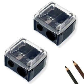 Set of 2 Makeup Sharpener, Cosmetic Sharpener for Eyeliner Pencils, Universal Sharpener for Eyebrow Pencil, Lip Liner Pencil, Eyeliner, Precision Blades, Handy and Portable for Travel, Leic