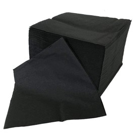 sellaviva Cocktail Napkins Black - 1/4 Fold 24 x 24 cm, 2-Ply - Cellulose Disposable Napkins - Colour: Black Plain - Coasters for Drinks or for BBQ, Celebrations, Party - Pack of 100
