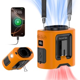 Socool 14500mAh Portable Waist Fan with 360 Rotation, Rechargeable Mini Personal Clip On Belt Shirt Fan 67Hrs Cooling Wearable Hanging Neck Fans with 5 Speeds & LED Light For Outdoor Working Jobsite