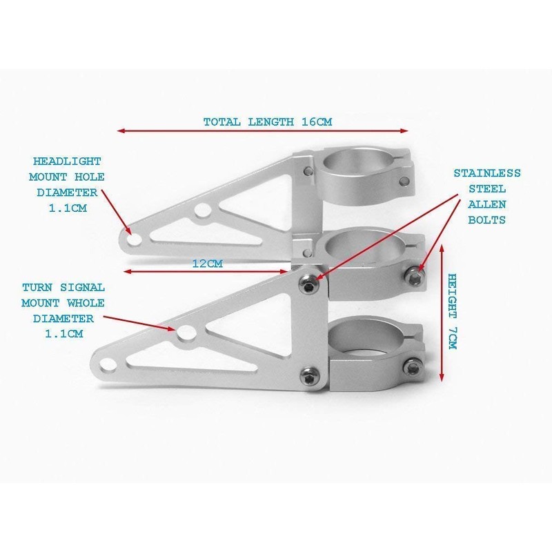 High Quality 42mm/43mm CNC Brushed Aluminium Fork Mounted Motorcycle Motorbike