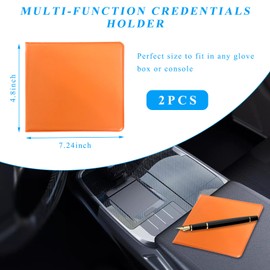 Kewucn 2 Pack Car Registration Insurance Holder, Essential Auto Card Glove Box Organizer, Vehicle Interior Accessories Perfect for Most Car, Truck, SUV (10.55''×4.8'', Orange)