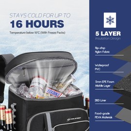 Maelstrom Cooler Backpack,50 Can Backpack Cooler Leakproof,Insulated Soft Cooler Bag,Camping Cooler,Beach Cooler,Ice Chest Backpack,Lightweight Travel Cooler Lunch Backpack for Hiking,Shopping,Black