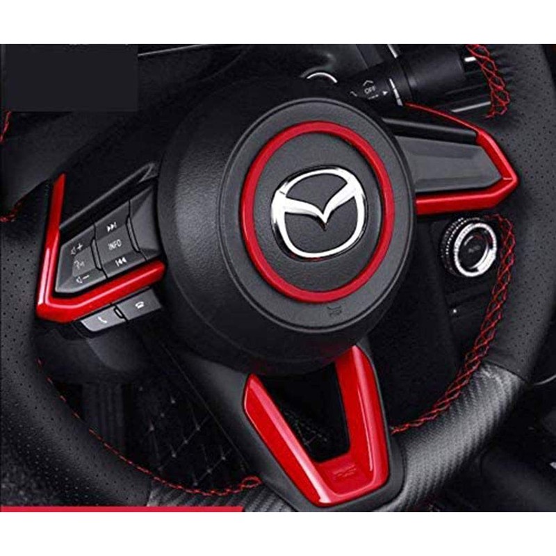 Duoles Red Sport Carbon Fiber Emblem Print Interior Steering Wheel