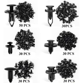 200 PCS Car Bumper Retainer Clips, 6 Type Nylon Fasteners Rivet Replacement Kit, Push-in Screw Bumper Push Rivet Clip, Suitable for Many Brands of Vehicles