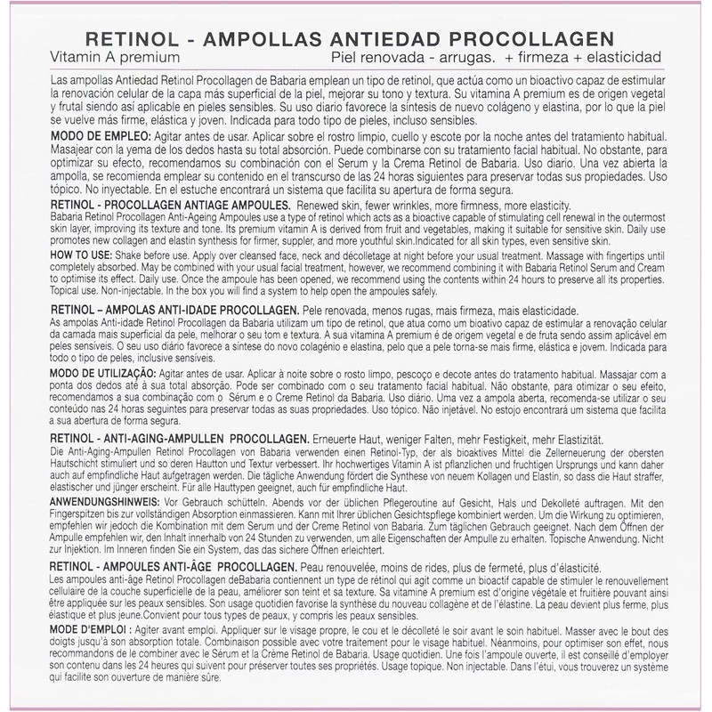 Babaria Ampollas Tratamiento Anti-Edad Retinol, Transparente, 5 x 2 ml