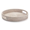 11.8 inch Round Rattan Tray, Ottoman Tray, Woven Serving Tray