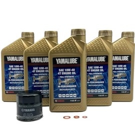 Yamaha YXZ 1000 all Models Hi Performance Engine and Tranmission Oil Change Kit Yamaha Part# 5GH-13440-80-00 and 5 Quarts High Performance LUB-10W40-HP-12