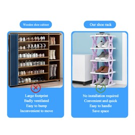 XDMTWLKJ 6 Tier Kids Shoe Rack Organizer for Entryway, Small Shoe Rack for Front Door Entrance, Pink Narrow Shoe Rack for Closet (Pink, 6 Tier)