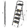 KINGRACK 4 Step Ladder with Tool Platform, Folding Step Stool