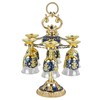 6Pcs Chinese Chalice Retro Style Zinc Alloy Glass Embossed Flower