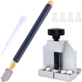 Swpeet 8Pcs Glass Cutting Tools, Including 1Pcs Glass Breaking Tools and 1Pcs Metal Handle Straight Head Oil Glass Cutter with 1Pcs Oil Dropper and 1Pcs Replacement blade for Spliting Glass