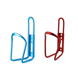 VOANZO 2 x Bicycle Bottle Cage Bicycle Mounted Water Bottle Holder Aluminium Alloy No Deformation Bottle Holder for Cyclists (Red + Blue)