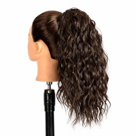 Claw Clip Ponytail Extension for women - 18" Long Curly Drawstring Ponytail Hair Extensions for Women, Strong Hold Fluffy Natural Looking Synthetic Hair Pieces for Women Daily Use(Dark Brown)