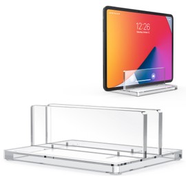 OMOTON Vertical Laptop Stand for Desk, Acrylic Laptop Holder Desktop Clear Adjustable Dock for MacBook Pro Air, HP, All Gaming Laptops up to 17” (Clear, Single Slot)