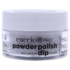 Cuccio Pro Powder Polish Dip - Silver W/ Silver Glitter - Nail Lacquer for Manicures & Pedicures, Easy & Fast Application/Removal - No LED/UV Light - Non-Toxic, Odorless, Highly Pigmented - 0.5 oz