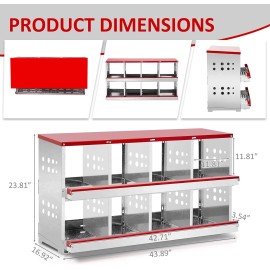 8 Compartment Chicken Metal Nesting Box, 8 Room Wall Mountable Nesting Boxes Hen