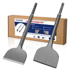 Konvixon 2Pcs SDS Plus Chisels Set, Flat & 20° Bent, 3” x 10” Tile Removal Bits in 40Cr Alloy Steel, Fits Most Rotary Hammers & Impact Drills, for Concrete, Tile, Stone & Other Construction Materials