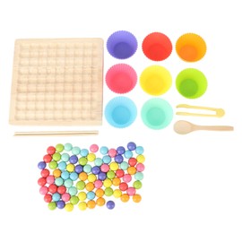 Wooden Board Beads Game Educational Counting Puzzle Color Sorting Stacking Art Toys for Toddlers Kids