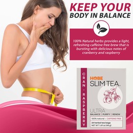 Hobe Labs Cran-Raspberry Tea - Natural Herbal Infusion for Body Balance and Refreshment - Caffeine-Free (48 Tea Bags)