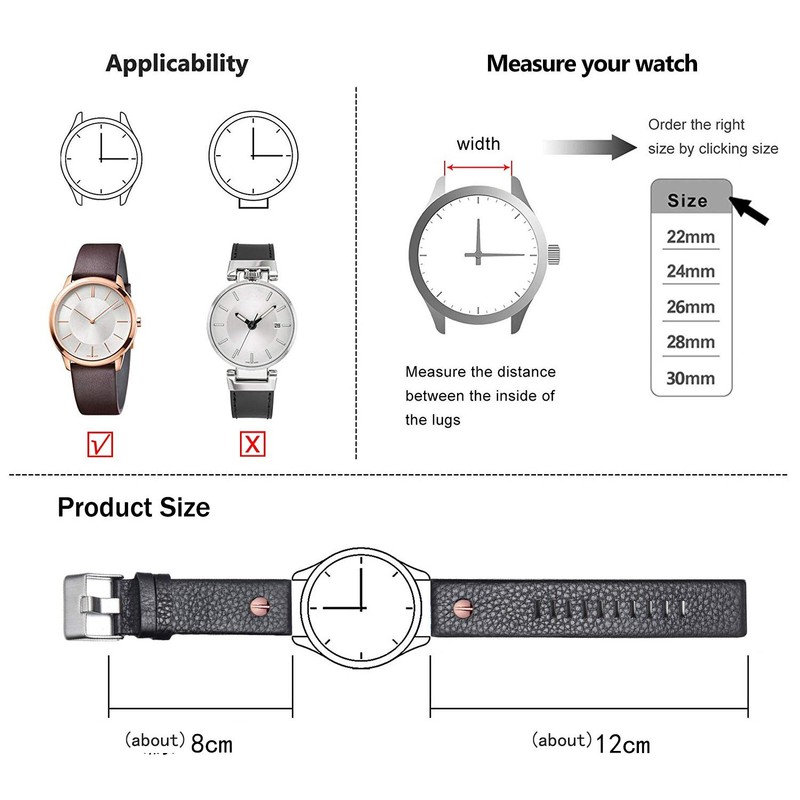 Choco&Man US Men's Leather Watch Band Strap