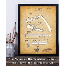 Barber's Razor - 11x14 Unframed Patent Print - Makes a Great Gift Under $15 for Barbers and Barber Shop Decor