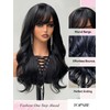 topshe Long Black Wavy Wig With Bangs for Women 26