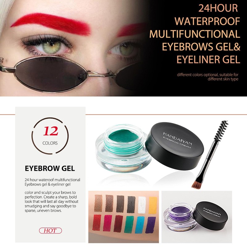 Green Eyebrow Gel, Brow Pomade, Brow Dye with Brush, Christmas
