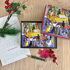 Galison Christmas Chorus – Notecard Set Featuring Adorable Holiday Cats Gathered Around 20 Cards And 21 Envelopes