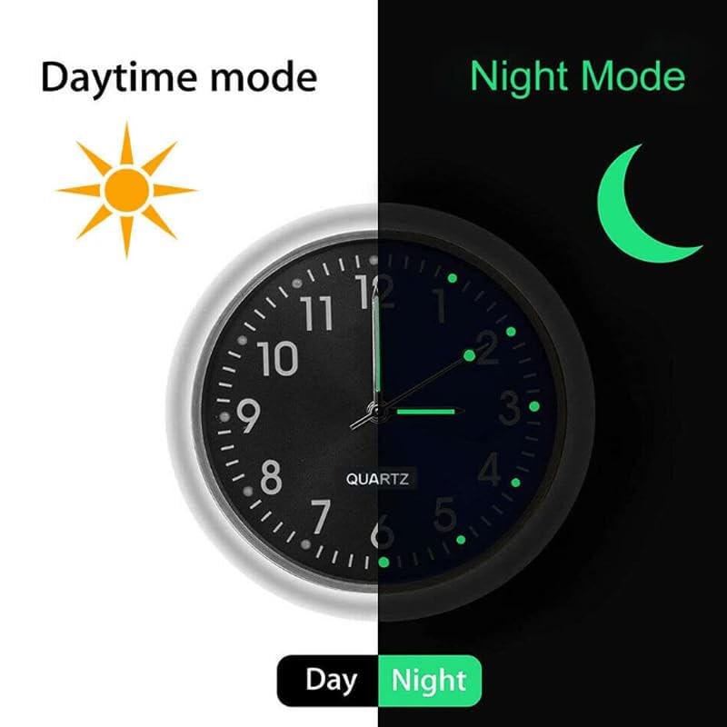 2 x Mini Vehicle Dashboard Clock, Luminous Car Dashboard Clock,