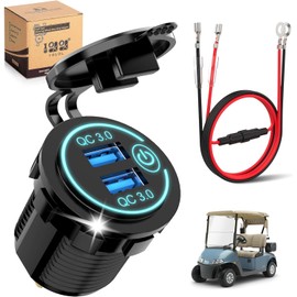 10L0L Golf Cart USB Charging Port, Dual USB Charger Socket, Waterproof USB Fast Charging Socket 3.0 1A & 2.4A for Club Car EZGO Yamaha Golf Cart