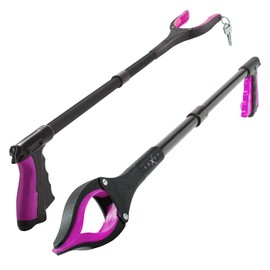 Grabber Reacher Tool - 2 Pack - Newest Version Long 32 Inch Foldable Pick Up Stick - Strong Grip Magnetic Tip Lightweight Trash Picker Claw Reacher Grabber Tool Elderly Reaching - by Luxet (Pink)