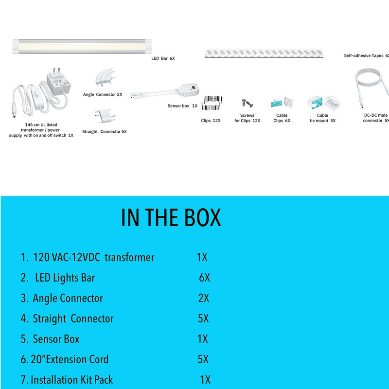 LAMPAOUS LED Dimmable Under Cabinet Lighting Kit, Hand Wave Activated